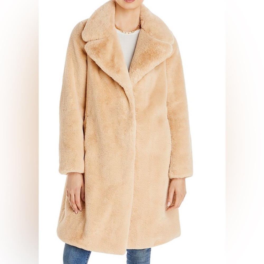 Aqua Fur Coat with Wide Lapels